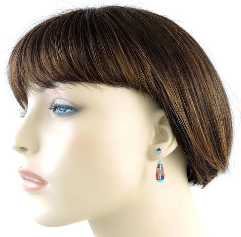 طقم من الفيروز والأحجار الكريمة المتطابقة من الفضة الإسترليني عيار 925 (قلادة، أقراط، قلادة 20 بوصة) in Kuwait