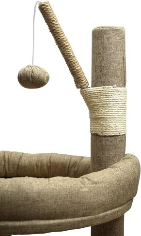 30-in Small Cat Tree Tower with Sisal Scratching Posts, Padded Platform, Dangling Toy - Perfect Small Cat Tower for Indoor Cats - Beige in Kuwait