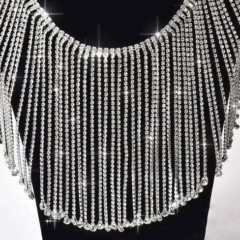 Rhinestone Fringe Trim 1 Yard, Extra Long Sparkling Crystal Fringe for Wedding Dress Decorations, Sewing DIY Crafts (Silver, AB Color Long Fringe Trim) in Saudi Arabia
