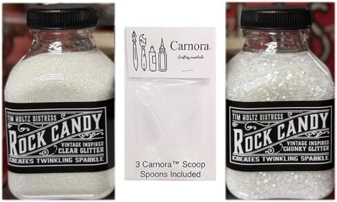 Tim Holtz Rock Candy Glitter, Clear and Chunky, Bundle of 2 Jars, 4.7 Ounces Each, 3 Carnora Scoop Spoons in Saudi Arabia