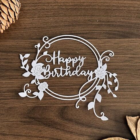 Lapoo Words Cutting Die for Scrapbooking - Durable, Cut Stencils for DIY Scrapbook Photo Album Decorative Paper Card, Card Making Supplies Party Wedding Decorations (Happy Birthday 4.1 x 3.3 in) in Kuwait
