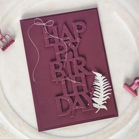 Lapoo Words Cutting Die for Scrapbooking - Durable, Cut Stencils for DIY Scrapbook Photo Album Decorative Paper Card, Card Making Supplies Party Wedding Decorations (Happy Birthday 4.1 x 3.3 in) in Kuwait