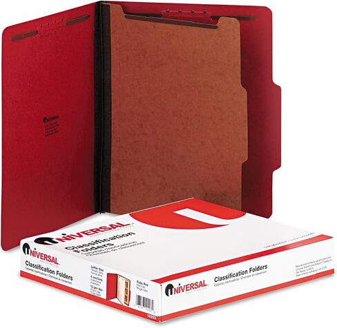 Universal 10203 Pressboard Classification Folders, Letter, Four-Section, Ruby Red, 10/Box in Saudi Arabia