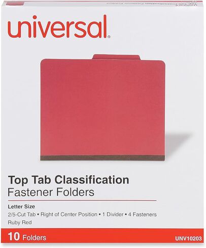 Universal 10203 Pressboard Classification Folders, Letter, Four-Section, Ruby Red, 10/Box in Saudi Arabia