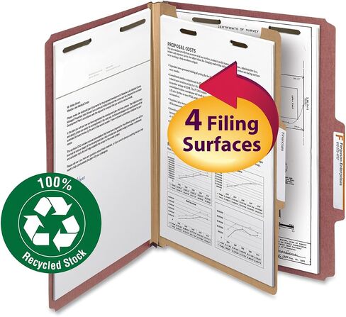 SMEAD 13724 Pressboard Classification Folder 1 Divider 2 بوصة exp. 2/5 قطع LTR Red 10/Box in Saudi Arabia