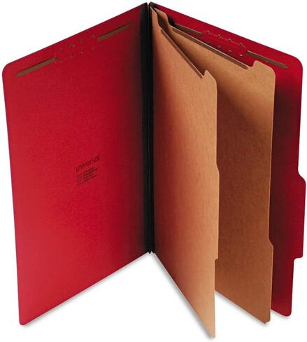 Universal UNV10313 مجلدات تصنيف Pressboard Six Section - Ruby Red (10/Box) in Saudi Arabia