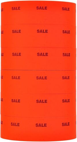 Black Print on Fluorescent Red "Sale" Pricing Labels to fit Monarch 1151 1152 1153 1175 1176 and 1177 Pricers. 6 Rolls with 1 Free Ink Roller. in Saudi Arabia