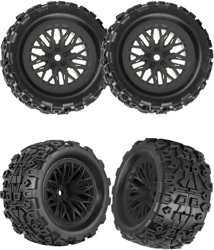 عجلات RC لـ 1/18 الجرانيت/التيفون ، 1/18 إطارات الشاحنات من جميع التضاريس مع عجلات بلاستيكية ، عجلات RC وإطارات الإطارات المطاطية الإطارات RC (4pcs) الأحمر in Saudi Arabia