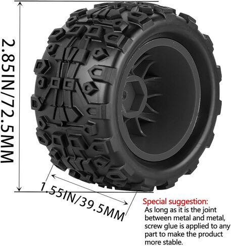 عجلات RC لـ 1/18 الجرانيت/التيفون ، 1/18 إطارات الشاحنات من جميع التضاريس مع عجلات بلاستيكية ، عجلات RC وإطارات الإطارات المطاطية الإطارات RC (4pcs) الأحمر in Saudi Arabia