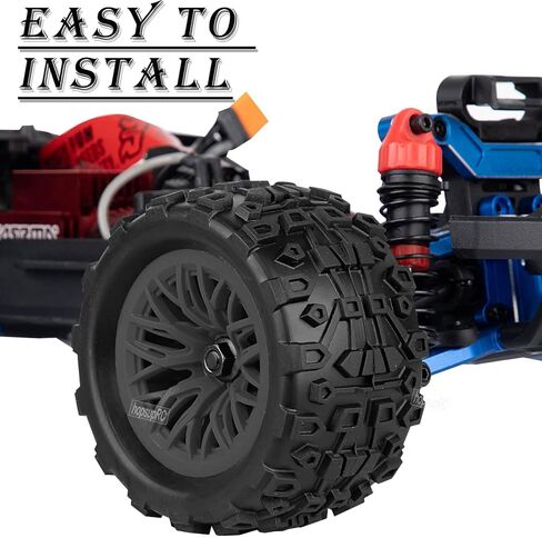 عجلات RC لـ 1/18 الجرانيت/التيفون ، 1/18 إطارات الشاحنات من جميع التضاريس مع عجلات بلاستيكية ، عجلات RC وإطارات الإطارات المطاطية الإطارات RC (4pcs) الأحمر in Saudi Arabia