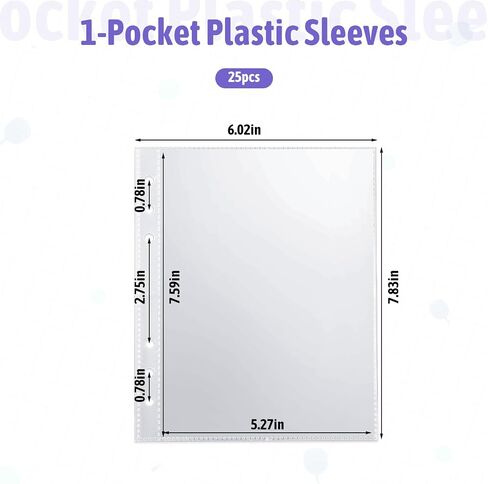 25 ورقة من الأكمام البلاستيكية مزدوجة الجوانب 50 جيوب واضحة صفحة صفحة الحامي A5 MINI 6 RING BINDER TOP SPOTETR in Kuwait