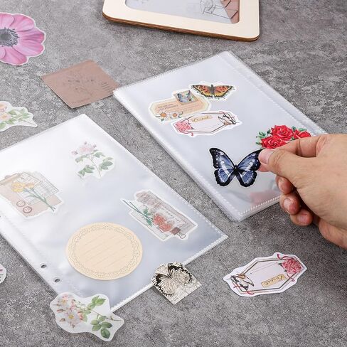 25 ورقة من الأكمام البلاستيكية مزدوجة الجوانب 50 جيوب واضحة صفحة صفحة الحامي A5 MINI 6 RING BINDER TOP SPOTETR in Kuwait