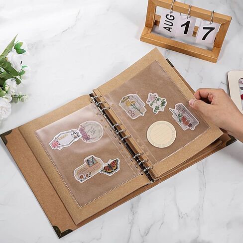 25 ورقة من الأكمام البلاستيكية مزدوجة الجوانب 50 جيوب واضحة صفحة صفحة الحامي A5 MINI 6 RING BINDER TOP SPOTETR in Kuwait
