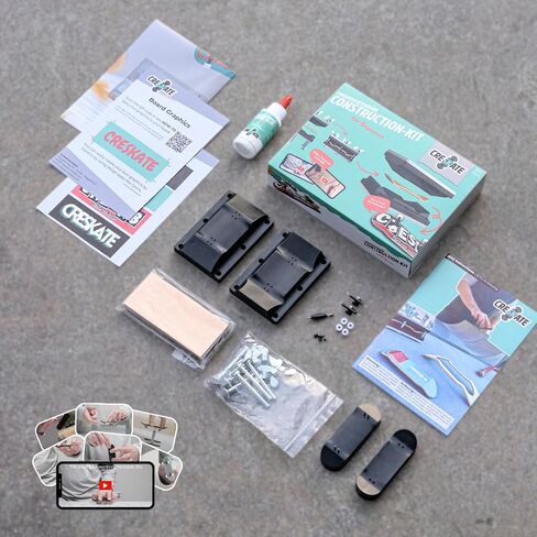 DIY Fingerboard Construction Kit for Beginners – Includes Standard Shape Mold, Fingerboard Shaper, 15 Maple Wood Plies, Trucks & Wheels, Glue, Grip Tape, Step-by-Step Video & Booklet in Saudi Arabia