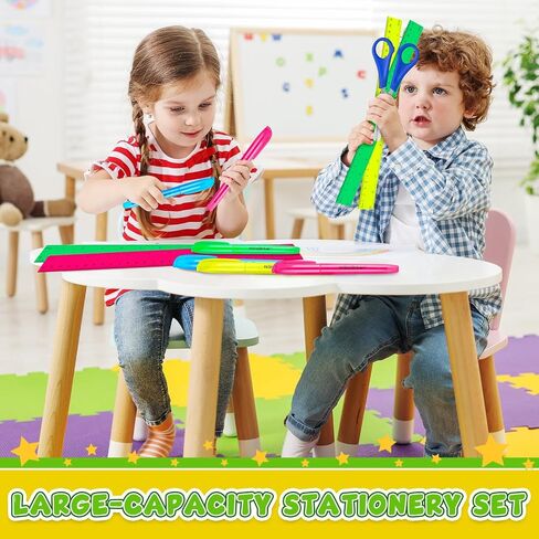 100 PCS عودة إلى مجموعة اللوازم المدرسية تشمل 50 12 بوصة مسطرة بلاستيكية واضحة 50 السلامة حادة الطرف مقص طالب القرطاسية مجموعة القرطاسية لمكتب مدرسة الفصل الدراسي in Kuwait