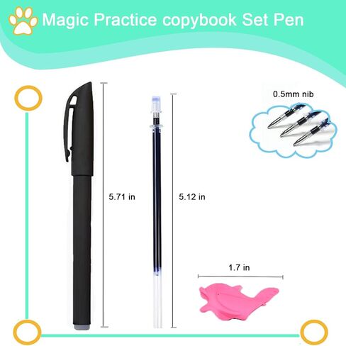 Magic Pen & عبوات ، مصممة لممارسة الأخدود وكتاب نسخ سحري يختفي قلم الحبر للتمرينات السحرية ، تتبع كتب كتابة كتب للأطفال 3-5 in Kuwait