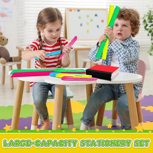 100 PCS عودة إلى مجموعة اللوازم المدرسية تشمل 50 12 بوصة مسطرة بلاستيكية واضحة 50 السلامة حادة الطرف مقص طالب القرطاسية مجموعة القرطاسية لمكتب مدرسة الفصل الدراسي in Kuwait