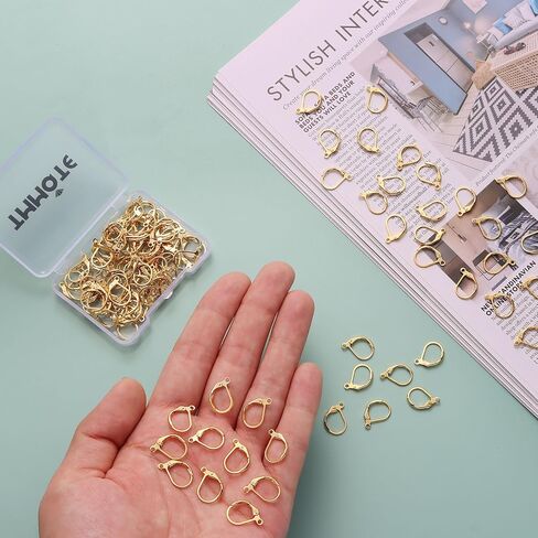 100pcs 18k الذهب المملوءة بخطافات حلق leverback ، نتائج الأذن الفرنسية hypoallergenic تتدلى من الأذن لصنع المجوهرات DIY (الذهب) in Kuwait