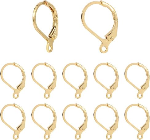 100pcs 18k الذهب المملوءة بخطافات حلق leverback ، نتائج الأذن الفرنسية hypoallergenic تتدلى من الأذن لصنع المجوهرات DIY (الذهب) in Kuwait