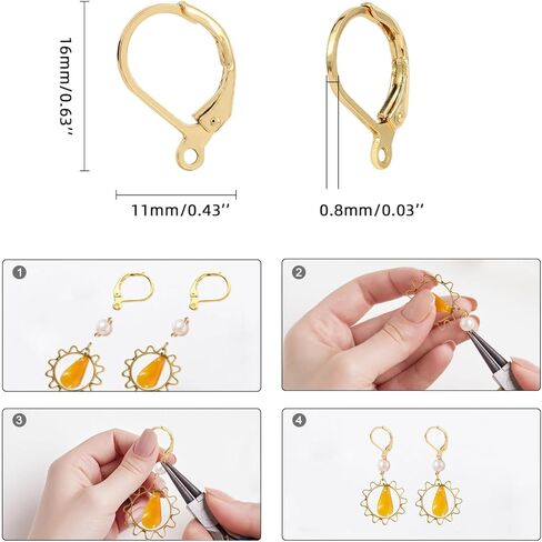 100pcs 18k الذهب المملوءة بخطافات حلق leverback ، نتائج الأذن الفرنسية hypoallergenic تتدلى من الأذن لصنع المجوهرات DIY (الذهب) in Kuwait