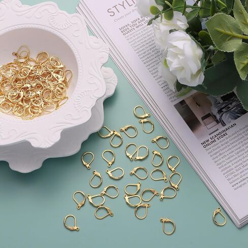 100pcs 18k الذهب المملوءة بخطافات حلق leverback ، نتائج الأذن الفرنسية hypoallergenic تتدلى من الأذن لصنع المجوهرات DIY (الذهب) in Kuwait