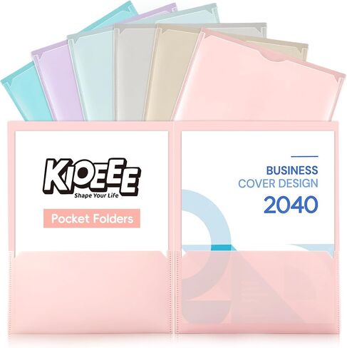 Plastic Folders with Clear Front Pocket (6 Pack) with 2 Pockets, Heavy Duty Letter Size Colored Plastic Folders for School Office，Letter Size Paper in Kuwait