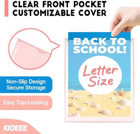 Plastic Folders with Clear Front Pocket (6 Pack) with 2 Pockets, Heavy Duty Letter Size Colored Plastic Folders for School Office，Letter Size Paper in Kuwait