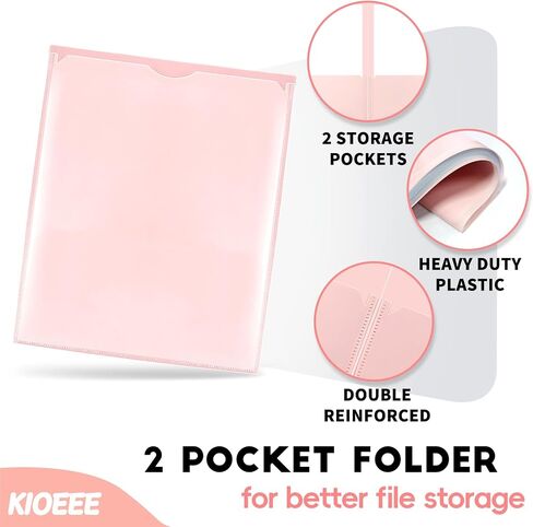 Plastic Folders with Clear Front Pocket (6 Pack) with 2 Pockets, Heavy Duty Letter Size Colored Plastic Folders for School Office，Letter Size Paper in Kuwait