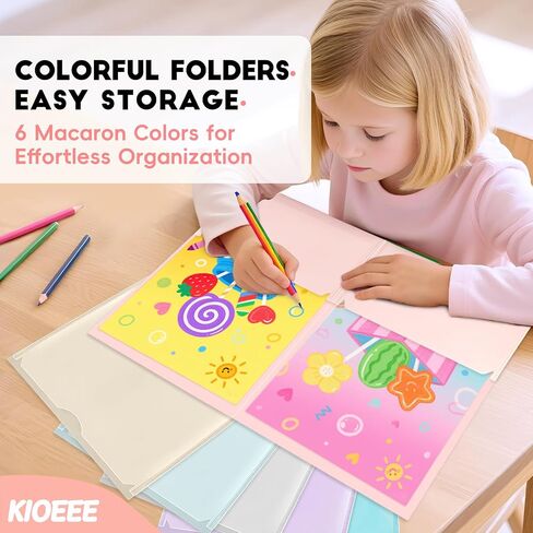 Plastic Folders with Clear Front Pocket (6 Pack) with 2 Pockets, Heavy Duty Letter Size Colored Plastic Folders for School Office，Letter Size Paper in Kuwait