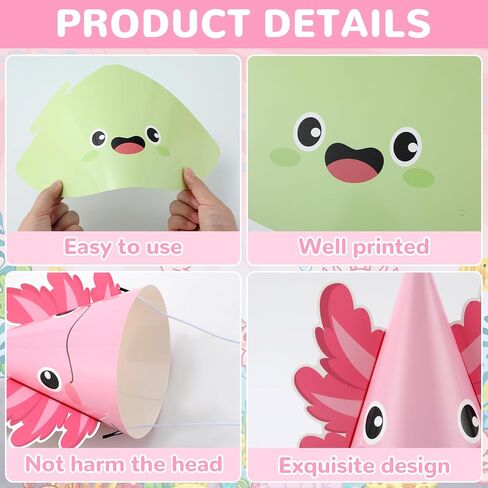24 PCS AXOLOTL Party Hats Colorful Axolotl Supplies for dly reptile Animals عصابات الرأس لطيفة الحيوانات التي تتجان in Saudi Arabia