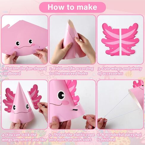 24 PCS AXOLOTL Party Hats Colorful Axolotl Supplies for dly reptile Animals عصابات الرأس لطيفة الحيوانات التي تتجان in Saudi Arabia