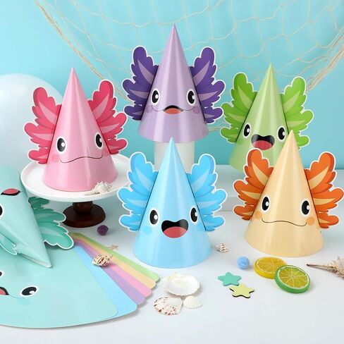 24 PCS AXOLOTL Party Hats Colorful Axolotl Supplies for dly reptile Animals عصابات الرأس لطيفة الحيوانات التي تتجان in Saudi Arabia