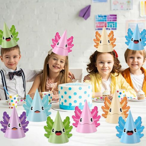 24 PCS AXOLOTL Party Hats Colorful Axolotl Supplies for dly reptile Animals عصابات الرأس لطيفة الحيوانات التي تتجان in Saudi Arabia