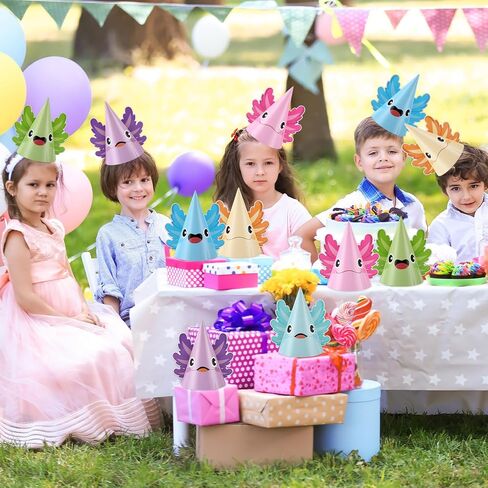 24 PCS AXOLOTL Party Hats Colorful Axolotl Supplies for dly reptile Animals عصابات الرأس لطيفة الحيوانات التي تتجان in Saudi Arabia