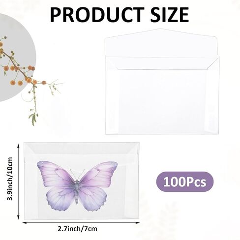 100pcs مغلفات زجاجية ، 3.9 × 2.7 بوصة أصحاب التذاكر ميني لوتو ، أكياس زجاجية شفافة ، مظاريف صغيرة ، أكياس الورق الزجاجية لخسارة الخدش زفاف المشروع الحرفي in Saudi Arabia