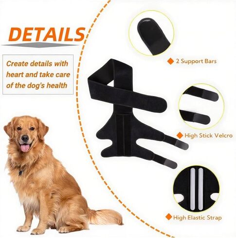 Dog Knee Brace for Torn Acl Hind Leg, Adjustable Dog Knee Brace, Helps Relieve Anterior Cruciate Ligament Tears Dog Leg Brace, Keeps Joints Stable, Relieves Pain, L in Saudi Arabia