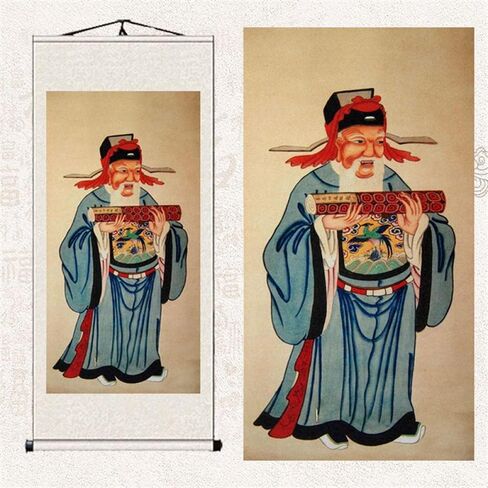 Buddhist Thangka Painting,Thangka Brocade,Mythology Story Statue of God of The Land Painting Silk Scroll Drawing Dojo in Saudi Arabia