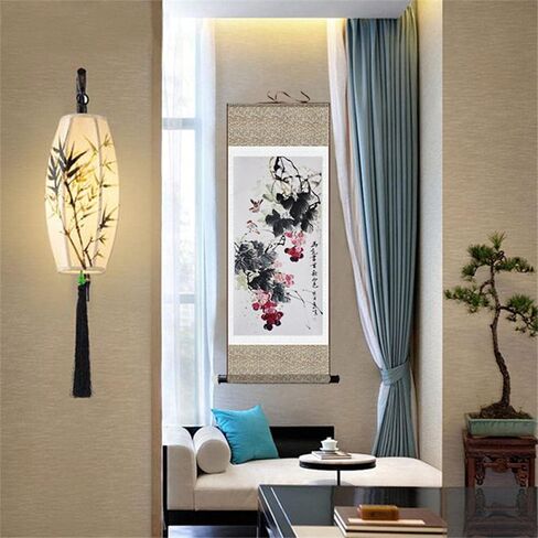 Buddhist Thangka Painting,Thangka Brocade,Ink Painting Grape Scroll Painting Chinese Style Screen Silk Hanging paintin in Saudi Arabia