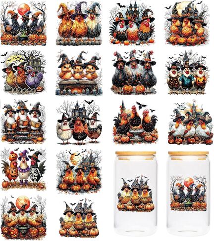 Halloween UV DTF Cup Wraps - 20 Sheet Cute Ghost UV DTF Transfer Stickers, Skeleton Cup Wraps for Glass, Fun Waterproof Transfer Decals, Festival DIY Crafts in Kuwait