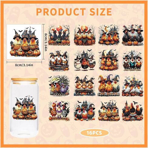 Halloween UV DTF Cup Wraps - 20 Sheet Cute Ghost UV DTF Transfer Stickers, Skeleton Cup Wraps for Glass, Fun Waterproof Transfer Decals, Festival DIY Crafts in Kuwait