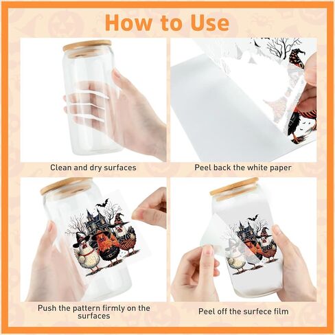 Halloween UV DTF Cup Wraps - 20 Sheet Cute Ghost UV DTF Transfer Stickers, Skeleton Cup Wraps for Glass, Fun Waterproof Transfer Decals, Festival DIY Crafts in Kuwait