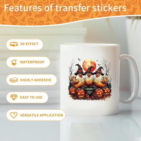 Halloween UV DTF Cup Wraps - 20 Sheet Cute Ghost UV DTF Transfer Stickers, Skeleton Cup Wraps for Glass, Fun Waterproof Transfer Decals, Festival DIY Crafts in Kuwait