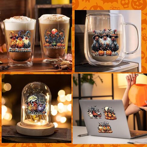 Halloween UV DTF Cup Wraps - 20 Sheet Cute Ghost UV DTF Transfer Stickers, Skeleton Cup Wraps for Glass, Fun Waterproof Transfer Decals, Festival DIY Crafts in Kuwait
