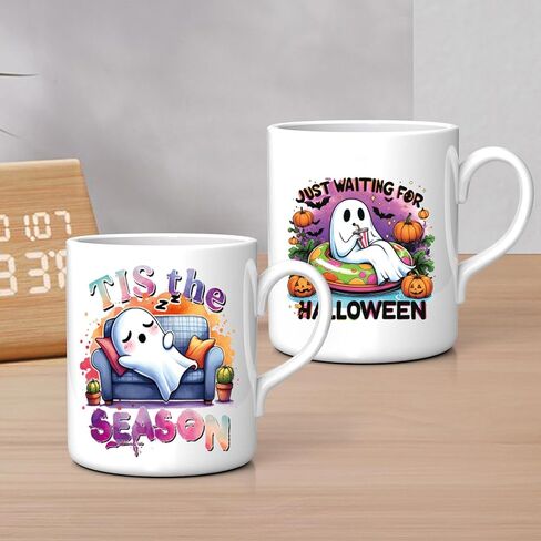 Halloween UV DTF Cup Wraps - 20 Sheet Cute Ghost UV DTF Transfer Stickers, Skeleton Cup Wraps for Glass, Fun Waterproof Transfer Decals, Festival DIY Crafts in Kuwait