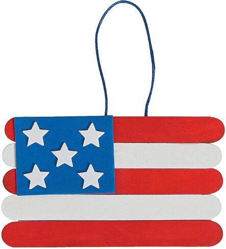 Craft Stick Amercian Flag Banner Craft Kit -12 - Crafts for Kids and Fun Home Activities in Saudi Arabia
