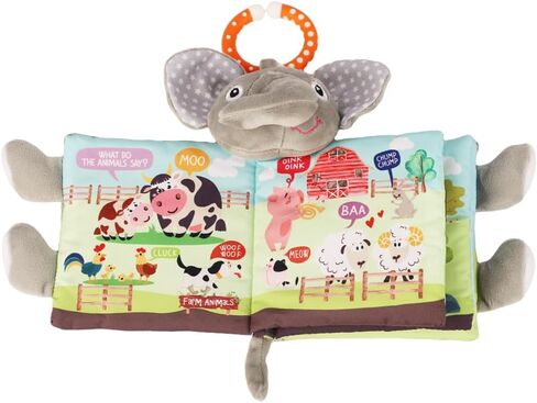 Baby Books 0-6 Months,Infant Toys, Elephant Soft Cloth Touch Feel Crinkle Books for Babies Toddlers,Baby Toys 3-6 Months 6 to 12 Months 1-3 Years Baby Gifts Boy Girl,Bunny Stuffed Plush Teething Toys in Kuwait