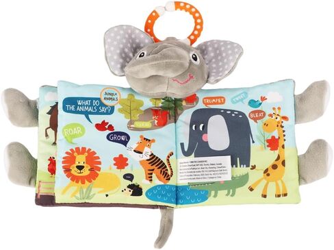 Baby Books 0-6 Months,Infant Toys, Elephant Soft Cloth Touch Feel Crinkle Books for Babies Toddlers,Baby Toys 3-6 Months 6 to 12 Months 1-3 Years Baby Gifts Boy Girl,Bunny Stuffed Plush Teething Toys in Kuwait