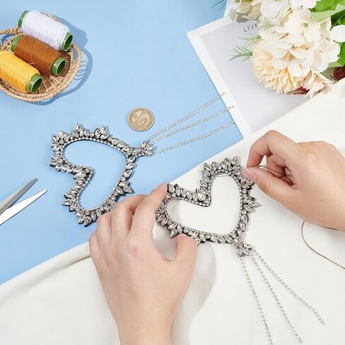 Fingerinspire 2 PCS Heart Heart Tassel Rhinestone Patches 7.8x4.1inches chain -Rhinestone Stain Sele on Clothing Deforiques ، Crystal Heart Detoring Patches for Licking Dress Hat Bag Diy Decoration in Saudi Arabia