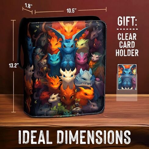 Bremium Sports Card Trading Binder ، غطاء جلدي PU مع تنانين متعددة الألوان ، سعة 900 بطاقة ، 50 أكمام مزدوجة الجوانب 9 جيب ، 3 رنين رنين المعادن ، سستة ومقبض تصميم. in Saudi Arabia