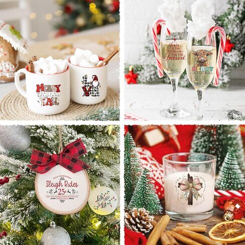 50pcs عيد الميلاد كلمة ملصقات ملصقات للحرف اليدوية UV DTF Merry Christmas Ornamp in Kuwait